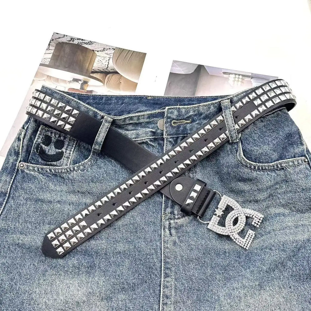 " DC " Studded leather Belt