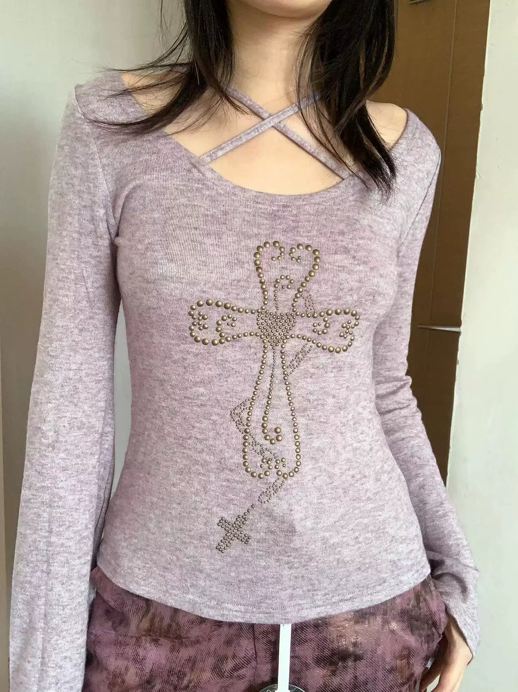Knitted Long Sleeve V Neck