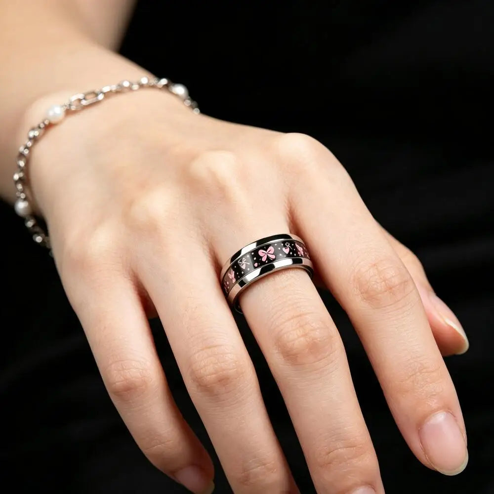 Pink Bow n Heart Ring