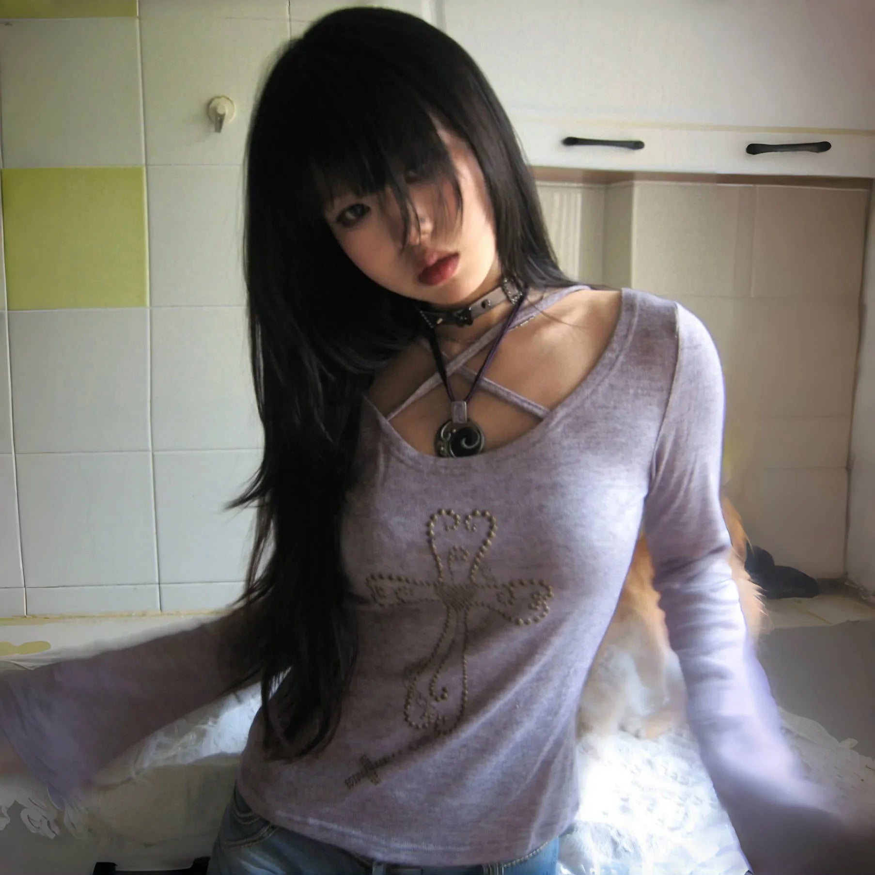 Knitted Long Sleeve V Neck