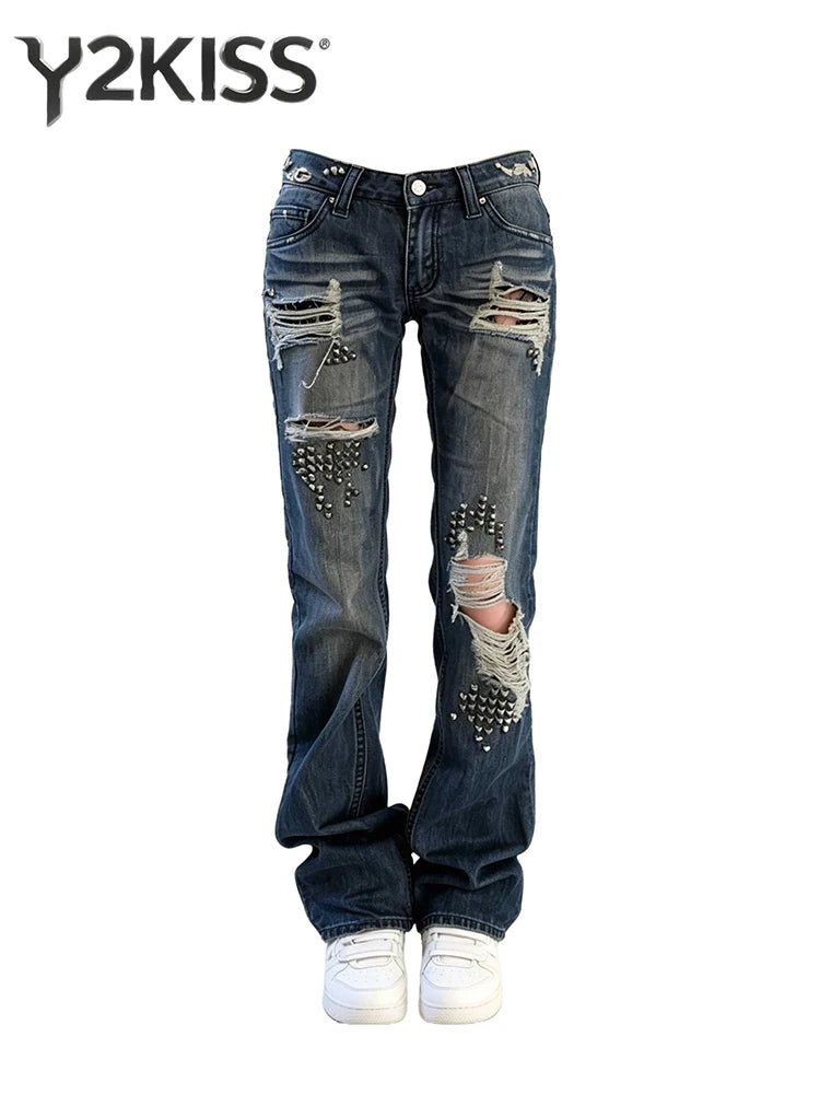 Low Rise Ripped Jeans