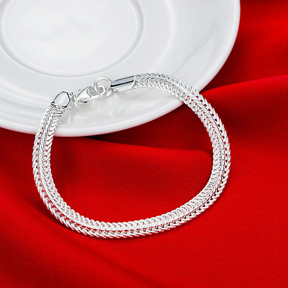 925 Sterling silver link bracelet + necklace