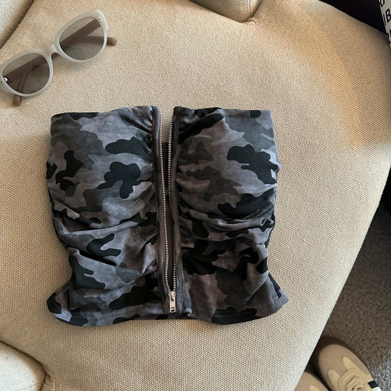 Camo Denim Tube Top