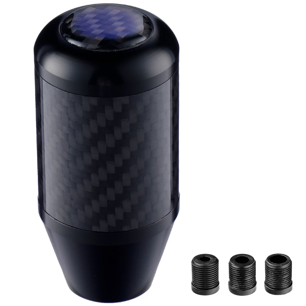 Aluminum Carbon Fiber Shift Knob, Weighted Alloy Gear Shift Handle Lever Knob Fit Most Manual Automatic Vehicles with 3 Threaded Adapters, 8Mm 10Mm 12Mm
