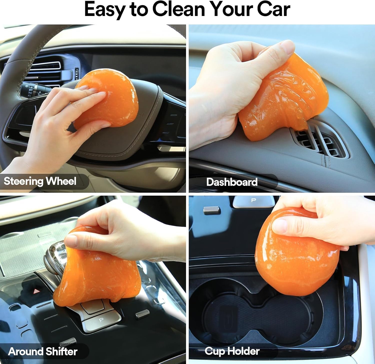 Car Cleaning Gel Putty Car Cleaning Kit Car Interior Cleaner Slime | Car Cleaning Supplies Auto Detailing Tools Car Accessories Car Gifts for Women Men Keyboard Cleaner Orange