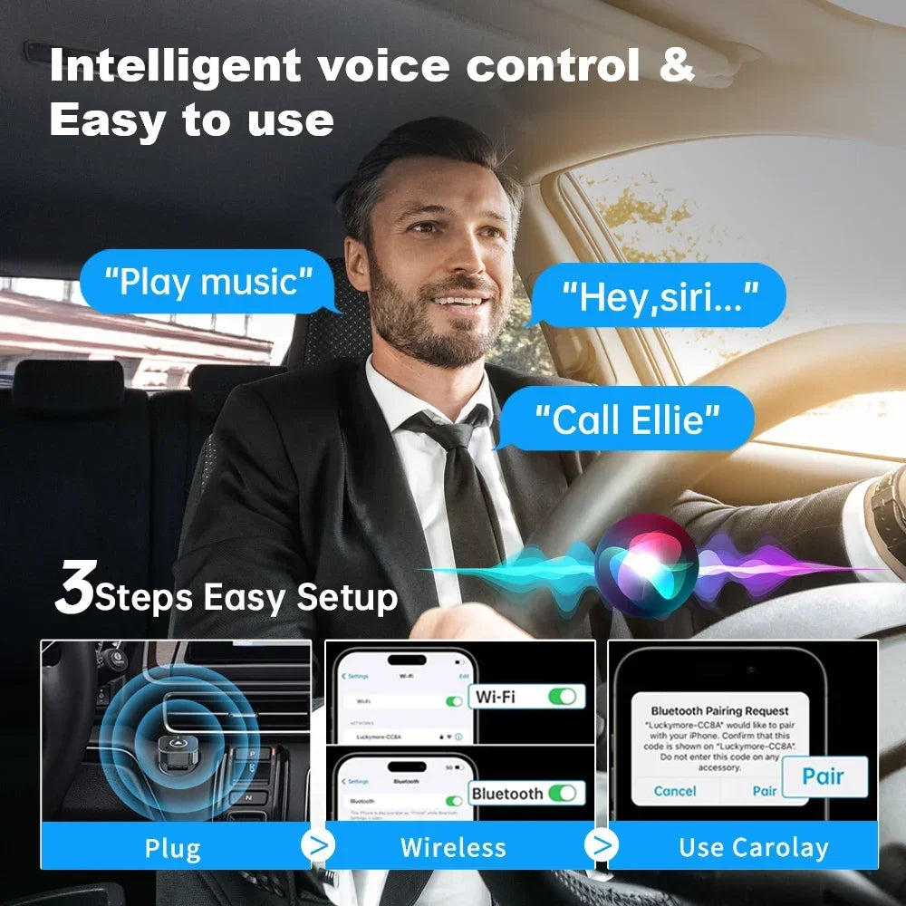 Wireless Carplay Android Auto Adapter Dongle USB Smart Mini Box Plug & Play Universal for VW Toyota Nissan Honda Ford Benz KA05