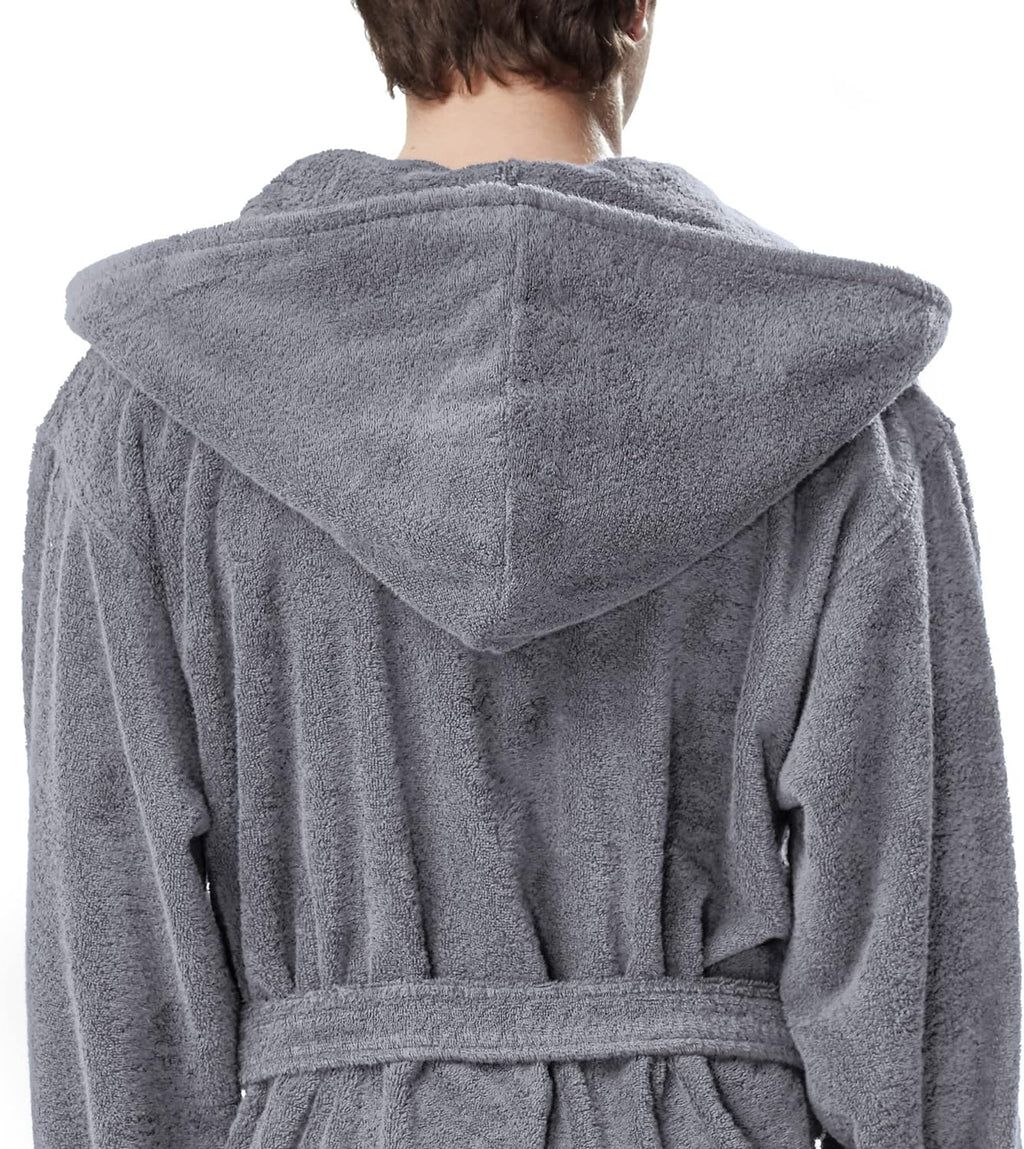 Luxurious Men's Full-Length Hooded Turkish Cotton Bathrobe - Ultimate Comfort and Style