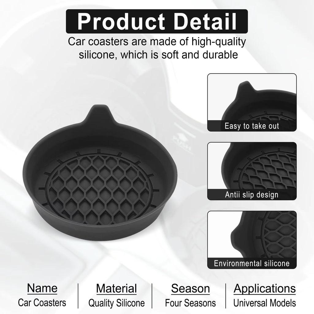 2/4Pcs Car Cup Holder Coaster Silicone Cup Holder Insert Universal Non-Slip Cup Holders Car Accessories Interior Silent Cup Pad