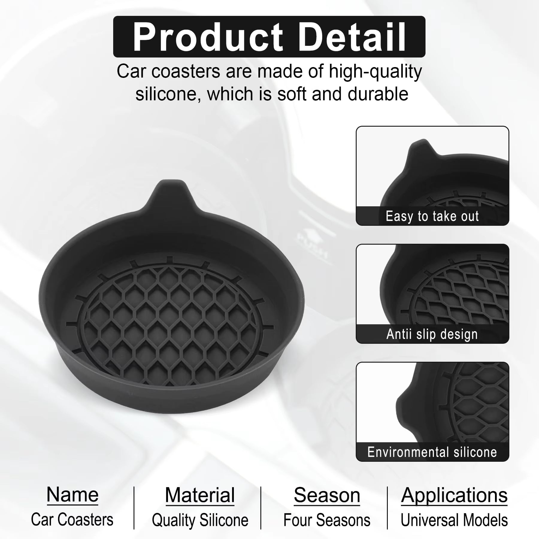 2/4Pcs Car Cup Holder Coaster Silicone Cup Holder Insert Universal Non-Slip Cup Holders Car Accessories Interior Silent Cup Pad