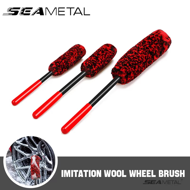 Car Wheel Detailing Cleaning Brush Woolies Plush Car Rim Tire Wash Brushes Long Handle Bendable Auto Wheel Clean Tools