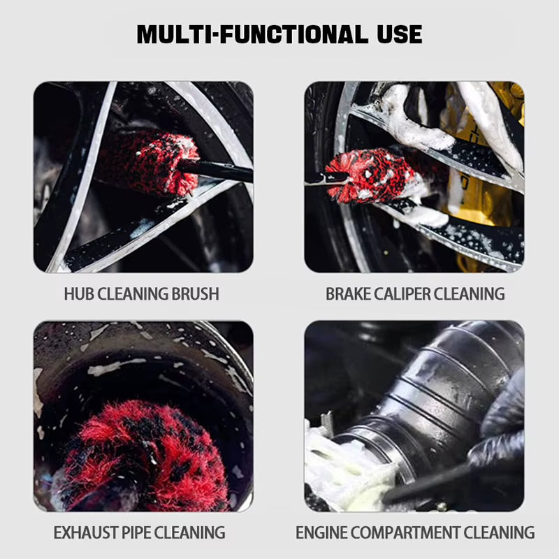 Car Wheel Detailing Cleaning Brush Woolies Plush Car Rim Tire Wash Brushes Long Handle Bendable Auto Wheel Clean Tools