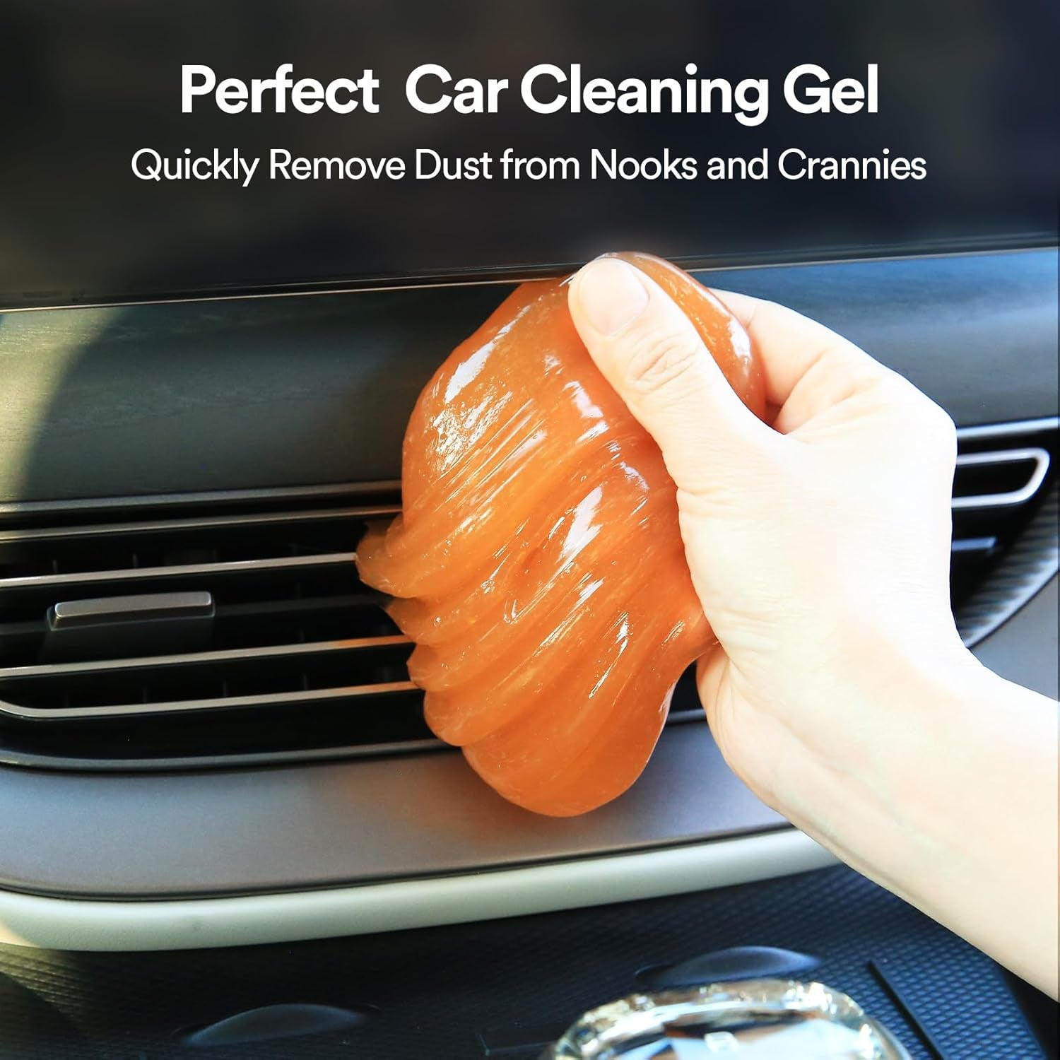 Car Cleaning Gel Putty Car Cleaning Kit Car Interior Cleaner Slime | Car Cleaning Supplies Auto Detailing Tools Car Accessories Car Gifts for Women Men Keyboard Cleaner Orange