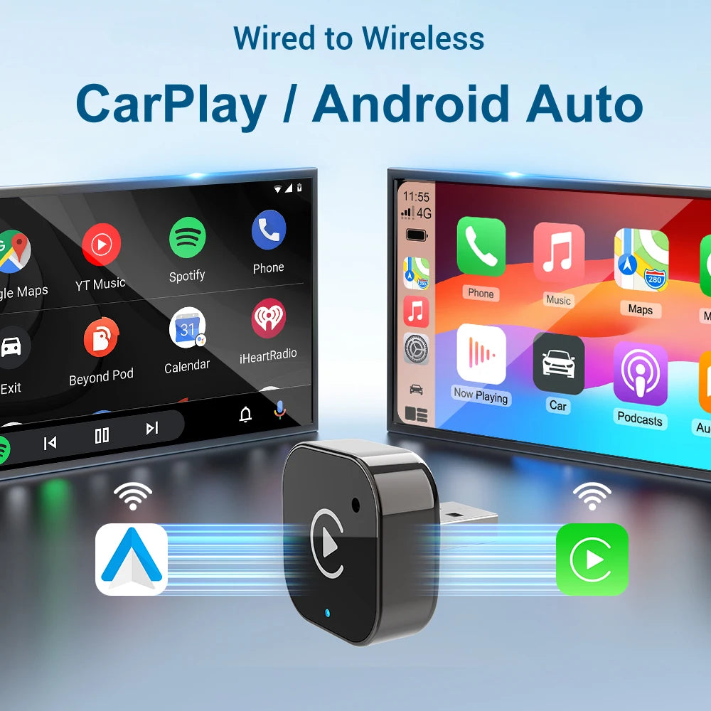 Wireless Carplay Android Auto Adapter Dongle USB Smart Mini Box Plug & Play Universal for VW Toyota Nissan Honda Ford Benz KA05