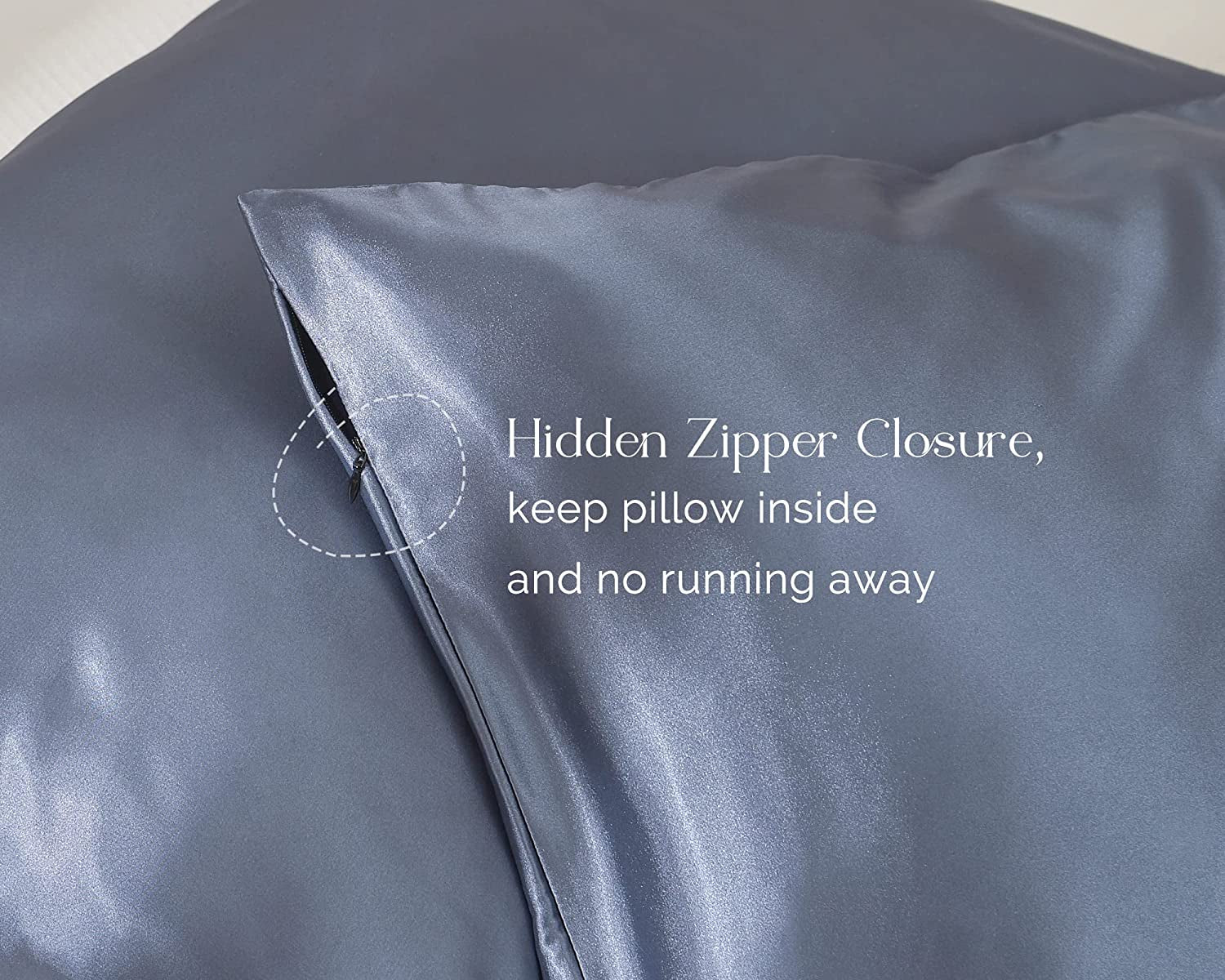 2 Pack Satin Pillowcase, for Hair and Skin with Zipper | Silk Feeling Pillow Cases Set of 2, Standard Queen, King, Exquisite Packaging for Women Men