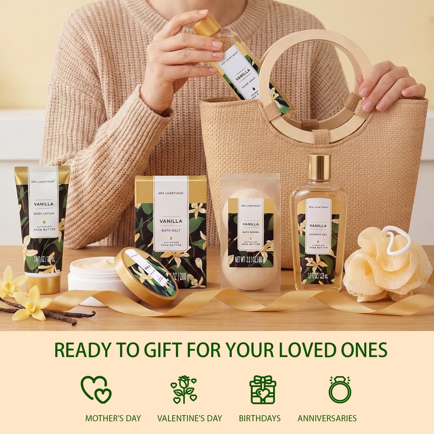 Vanilla 10Pc Gifts for Women Spa Gift Basket